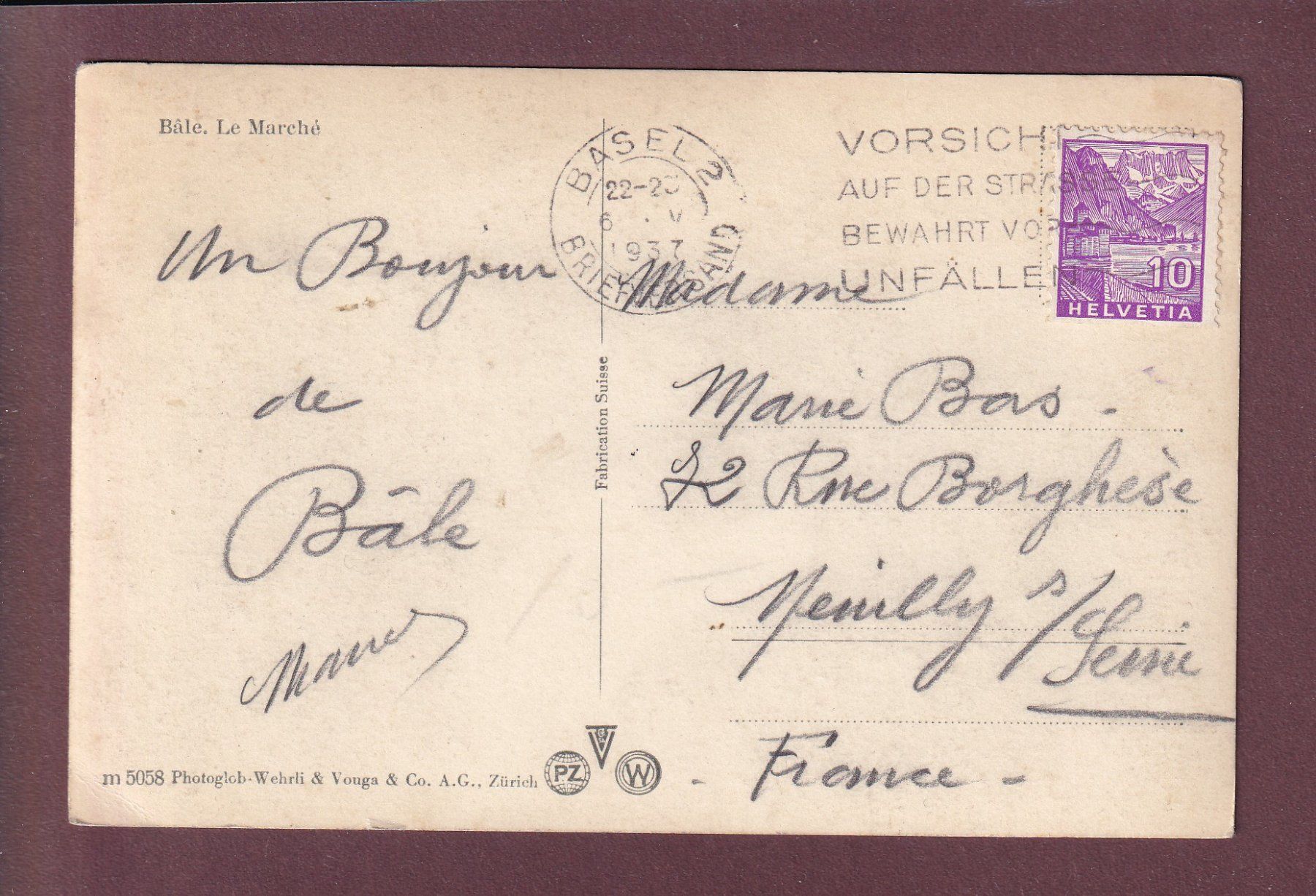 Cartes postales: BASEL - Markt - 1937 – D'occasion à Pully par nicecards 1