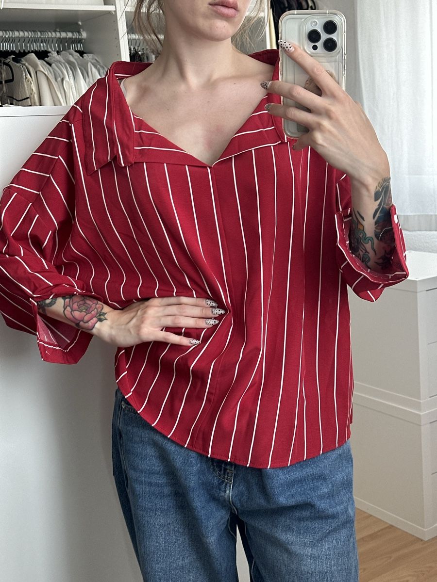 Camicette: Damen Bluse rot weiss gestreift Grösse S/M – Usato da Frauenfeld venduto da vanyllua 1