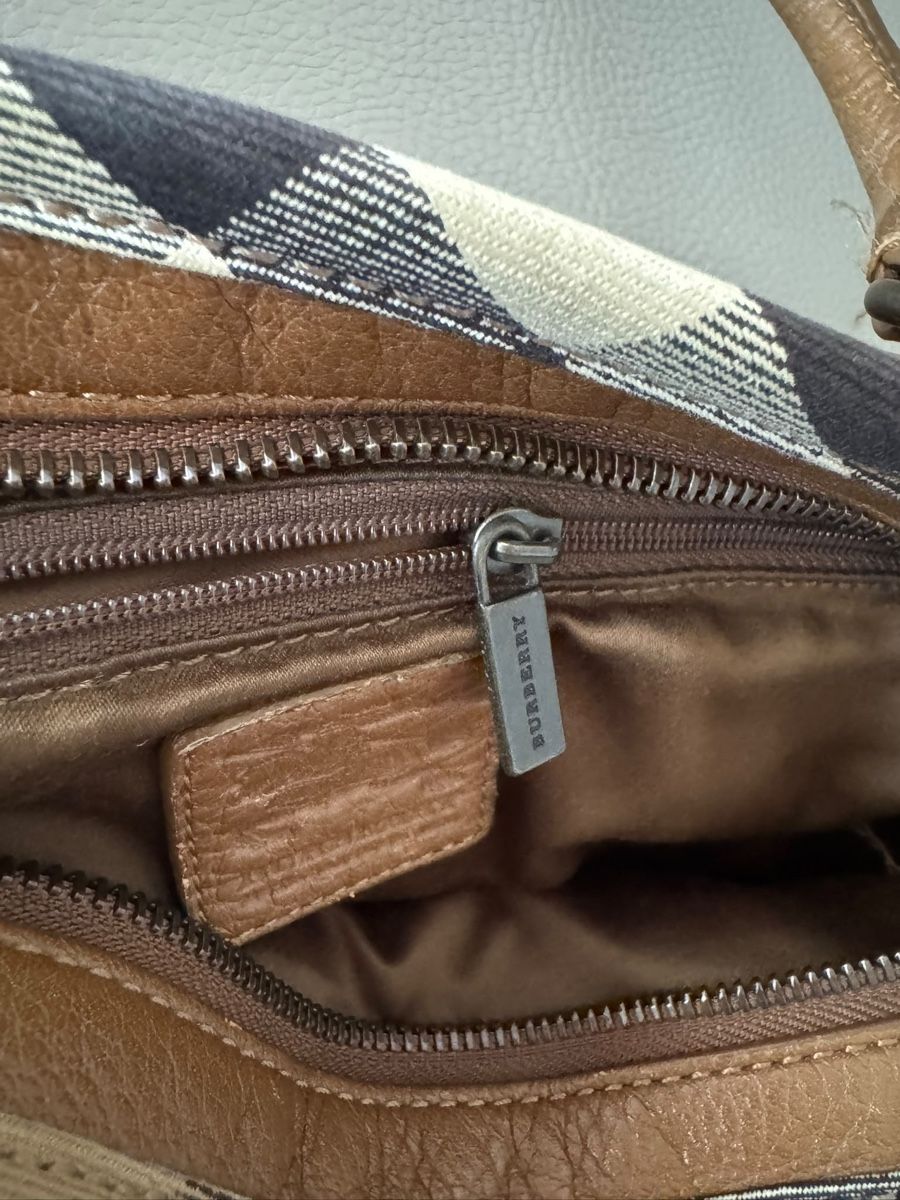 Burberry Borse da donna: Burberry Leder Handtasche Check Canvas braun – Usato da Zollikon venduto da snowflake10- 5