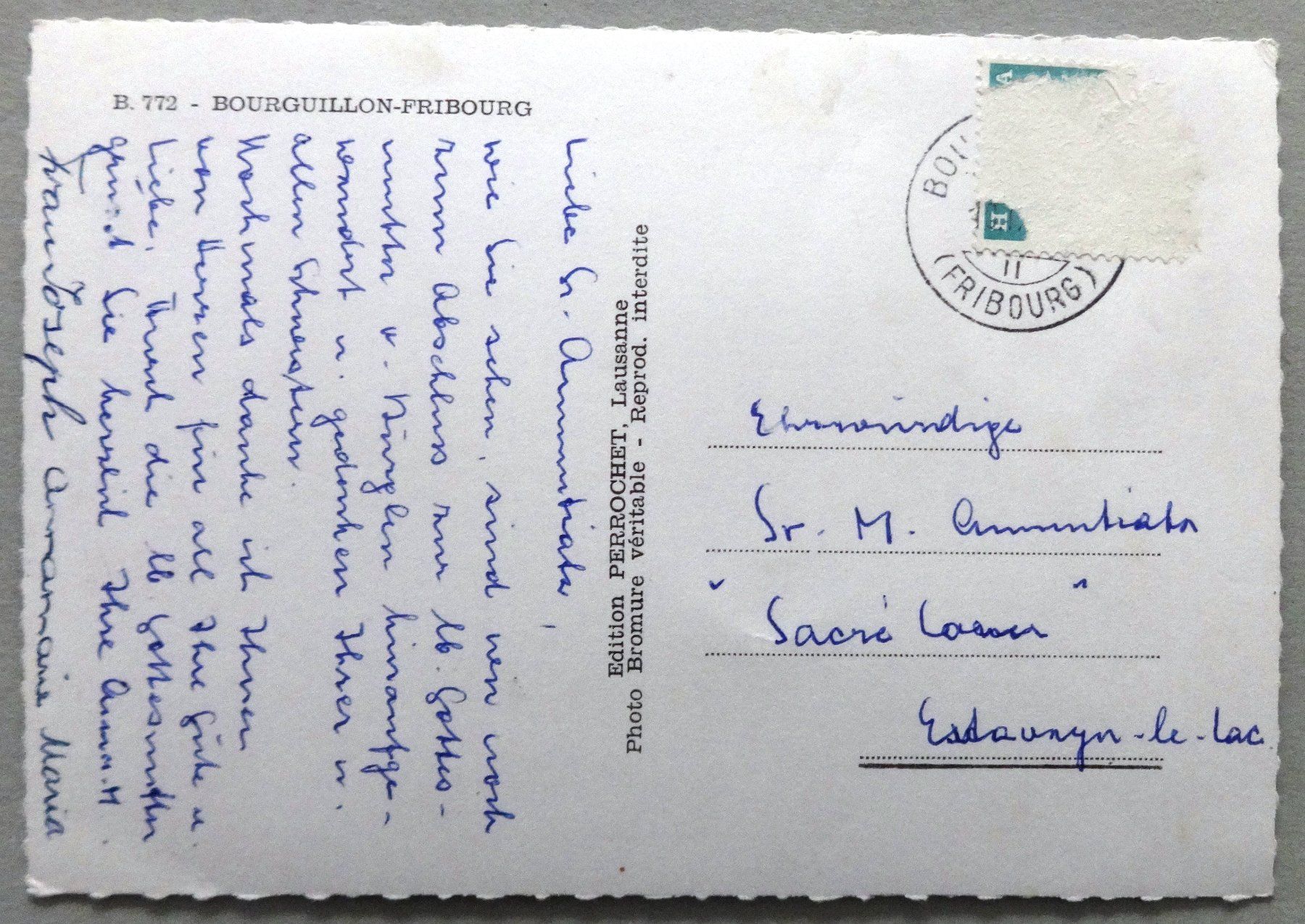 Cartoline postali: Bourguillon-Fribourg – Difettoso da Fétigny venduto da Billy2miny 1