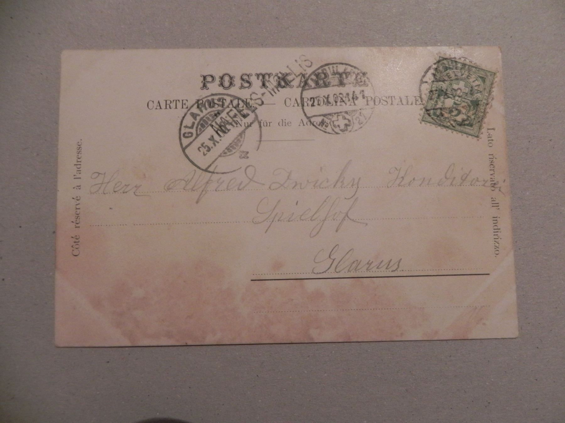 Cartoline postali: Ansichtskarte Mühlehorn Glarus GL 1902 – Usato da Siebnen venduto da krimsie 1