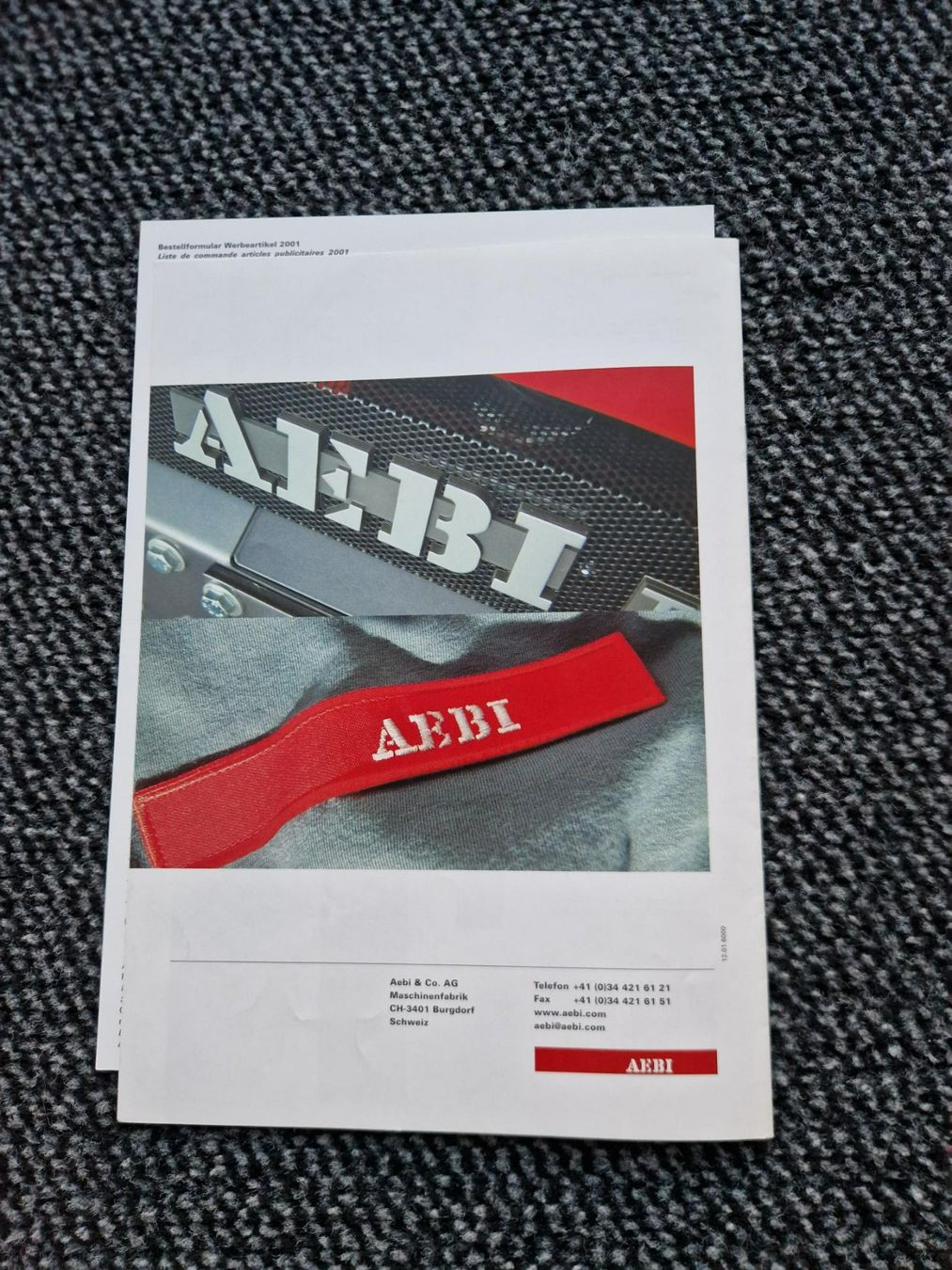 Aebi Trattori: Original Aebi Work Wear / Werbematerial Liste – Usato da Dürnten venduto da Bachtel84 4