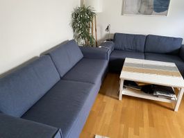Sofa blue fabric 3-seater used condition