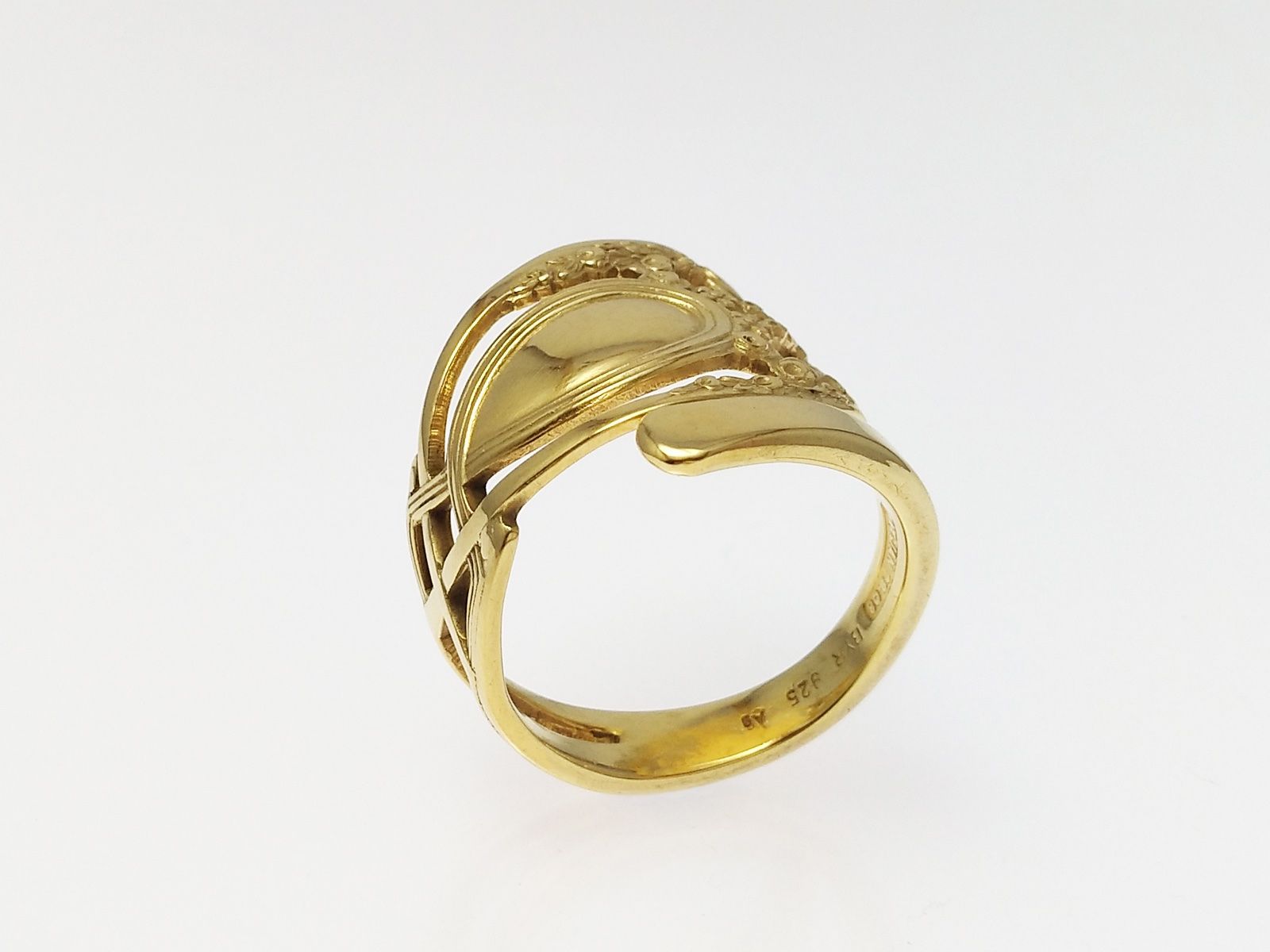 Anelli: Offener Silberring im Jugendstil vergoldet – Nuovo e nell'imballaggio originale da Meilen venduto da Byrd-bijoux 1