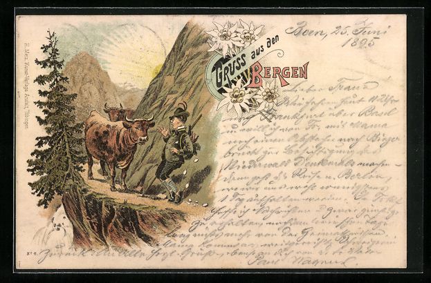 Cartoline postali: Vorläufer-Lithographie Bergsteiger trif – Usato da Berlin venduto da bartko-reher
