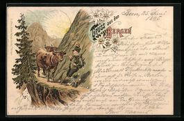 Vorläufer-Lithographie Bergsteiger trif