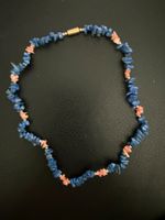 Halskette  Edelsteinkette   Collier  Lapislazuli / Koralle