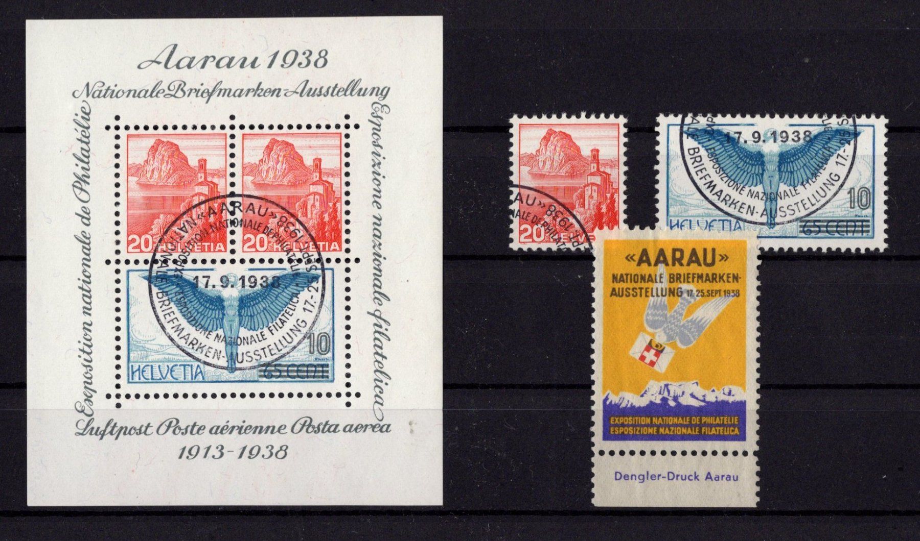 Alle Briefmarken: R1653  /  Bloc exposition nationale Aarau 1938 – Gebraucht aus Ste-Croix von MONT-TAGNAC