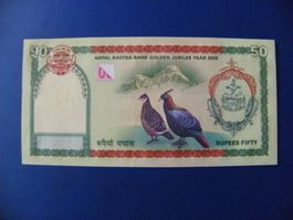 Seltene Nepal 50 Rupees 2005, Goldene Jubiläumsmünze, Unc