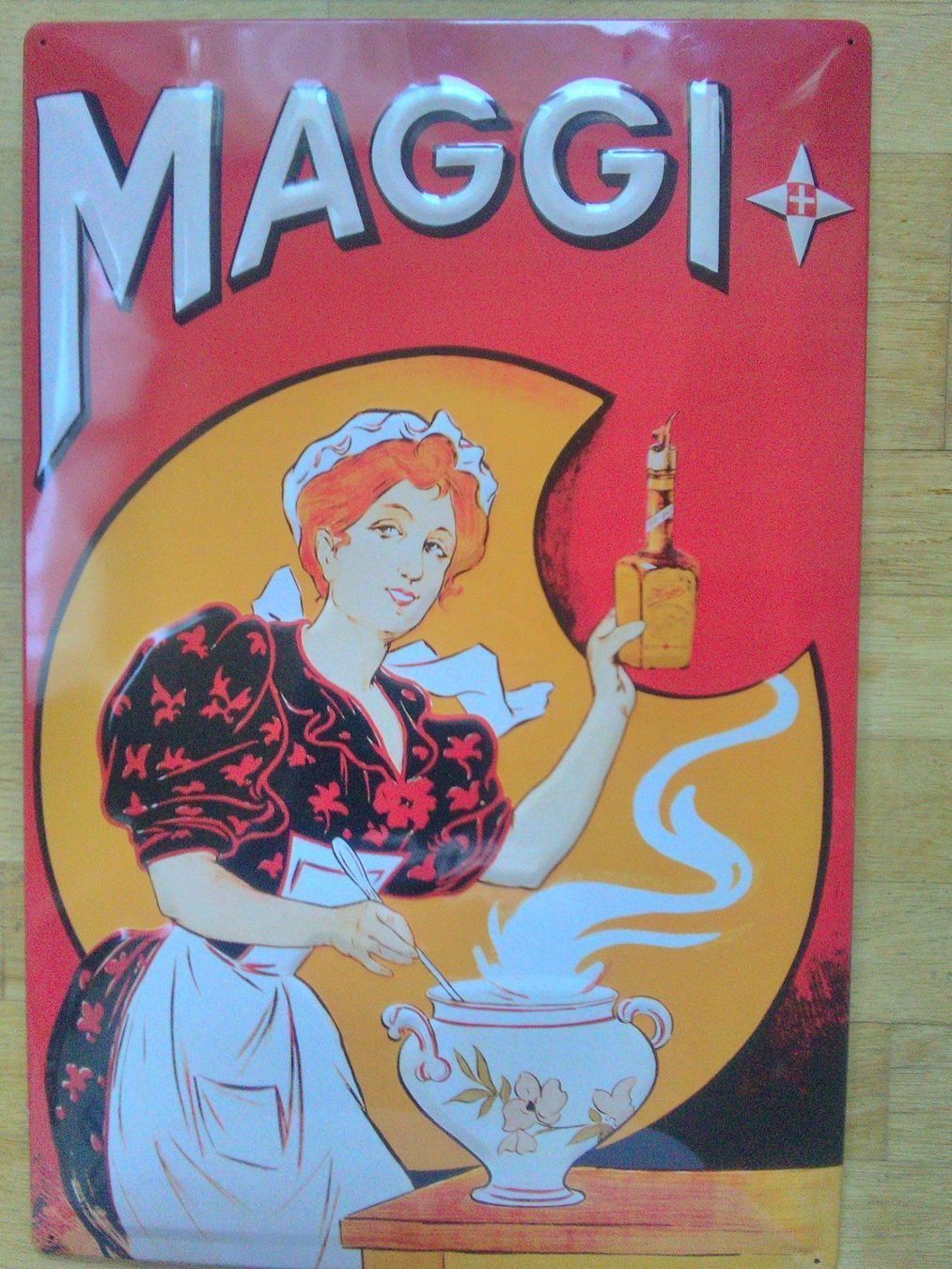 Maggi Schilder: Maggi  (Replikat)   Blechwerbetafel – Gebraucht aus St.Galllen von elkaphone