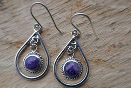 Ohrhänger Silber mit Charoit
