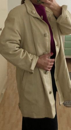 Sixth Sense Vintage Ledermantel / Lederjacke, S - M, weiss