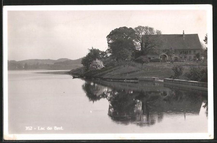 Ansichtskarten: Lac de Bret, bâtiment inconnu, vers 1940 – Gebraucht aus Frauenfeld von POML