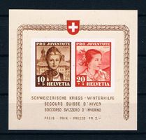 PJ Sonderblock Kriegswinterhilfe 1941 ** Ab Fr.1!