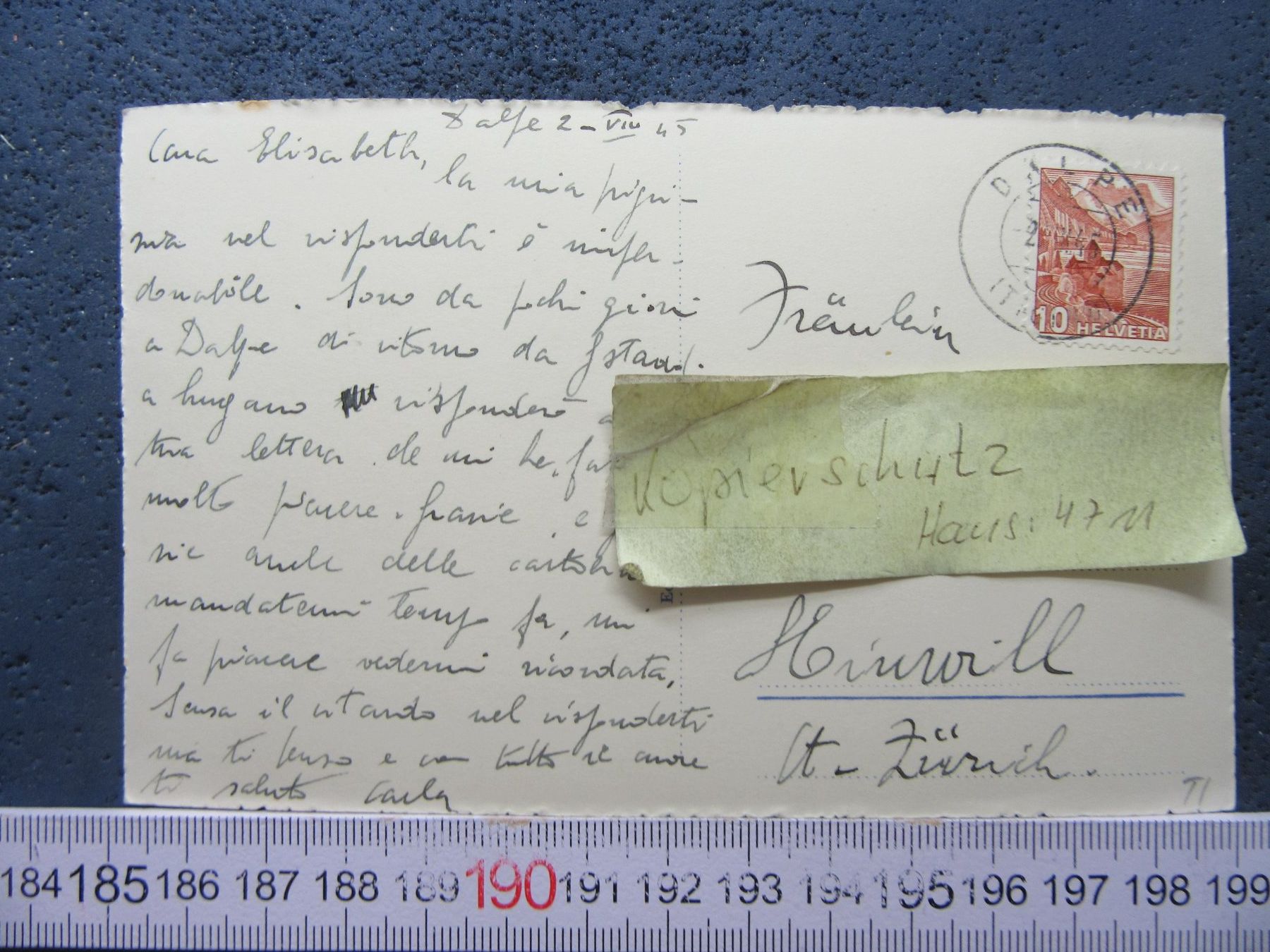 Ansichtskarten: DALPE E CORNONE COL CAMPO TENICA 1945 TICINO AK – Gebraucht aus Ettingen von Hausi4711 2