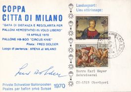 Ballonpost Coppa città di Milano (OU Fred Dolder) 1970