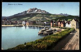 AK Luzern, Ortsansicht gegen den Pilatus