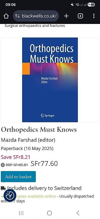 Bücher: Farshad Orthopedics: must knows – Neu und originalverpackt aus Bern von watchcomp.