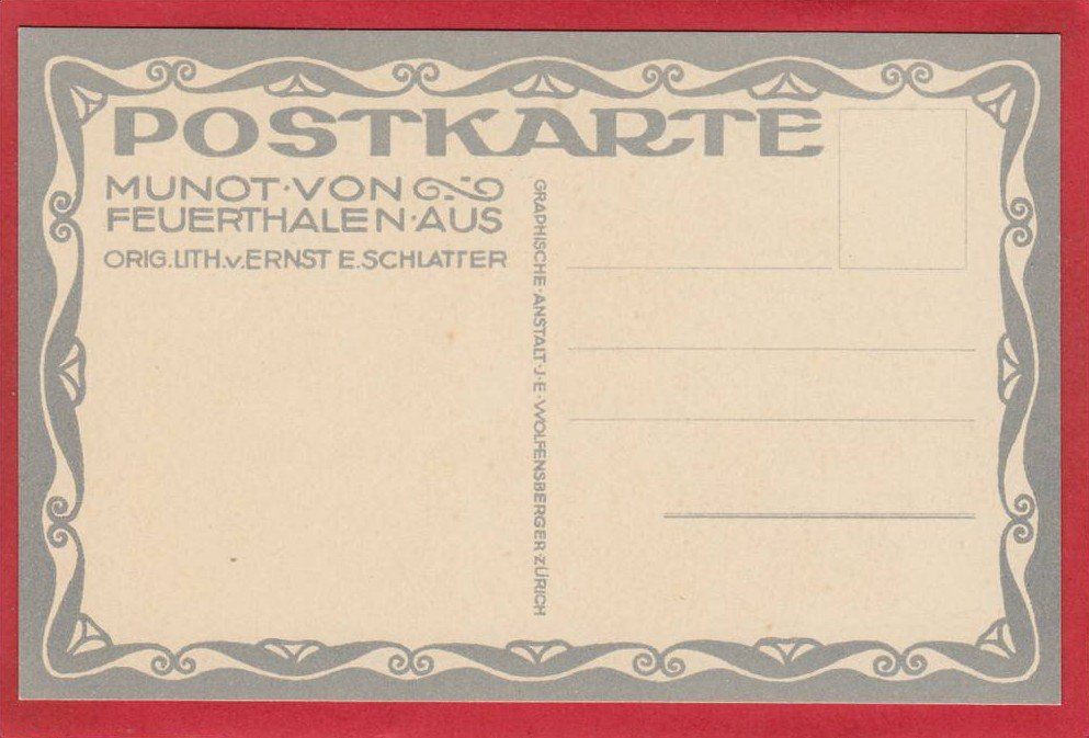 Cartoline postali: SCHAFFHAUSEN, MUNOT, LITHO VON ERNST SCHLATTER – Usato da Grüningen venduto da Kartenlaube 1