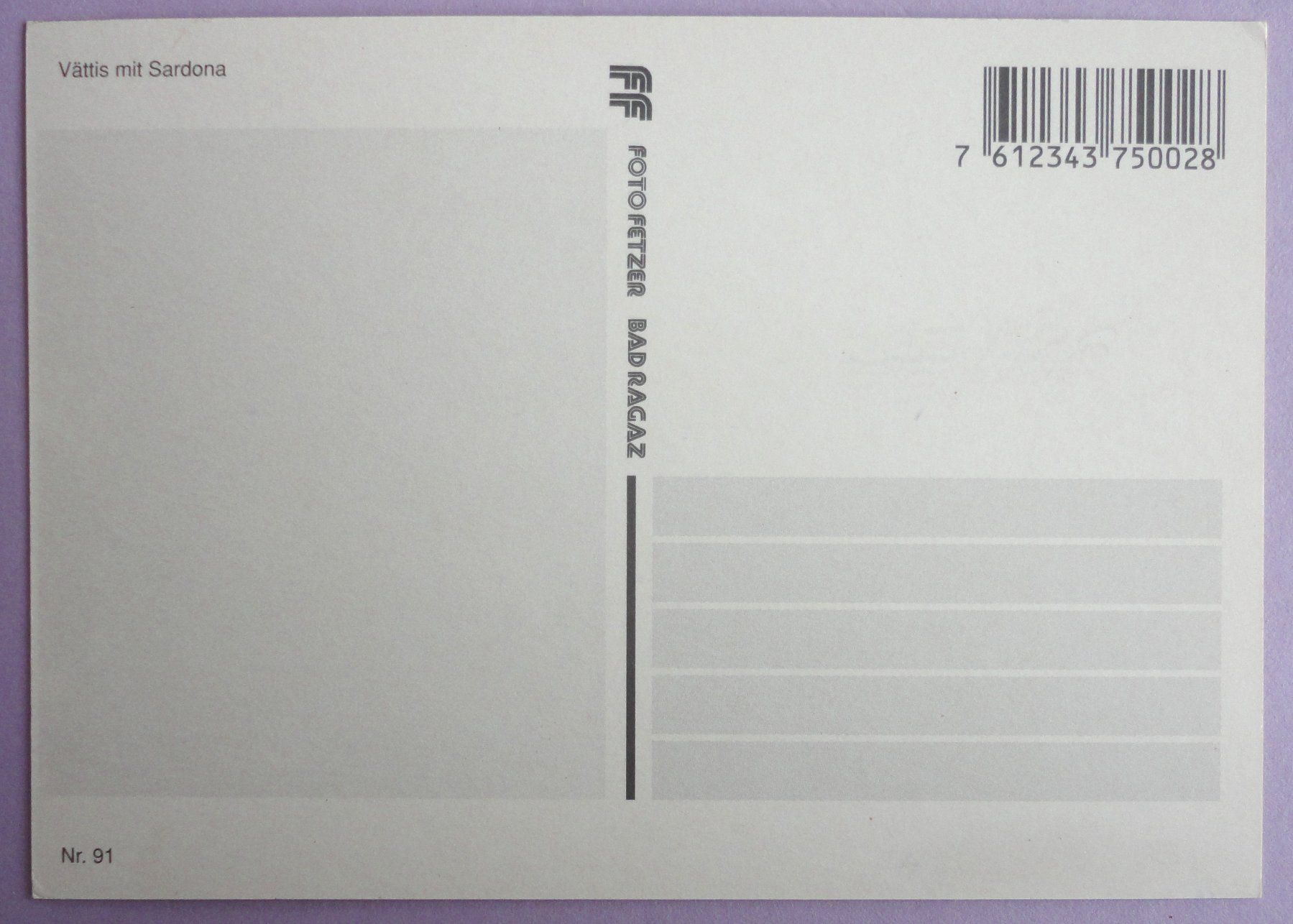 Cartoline postali: Vättis mit Sardona – Usato da Fétigny venduto da Billy2miny 1