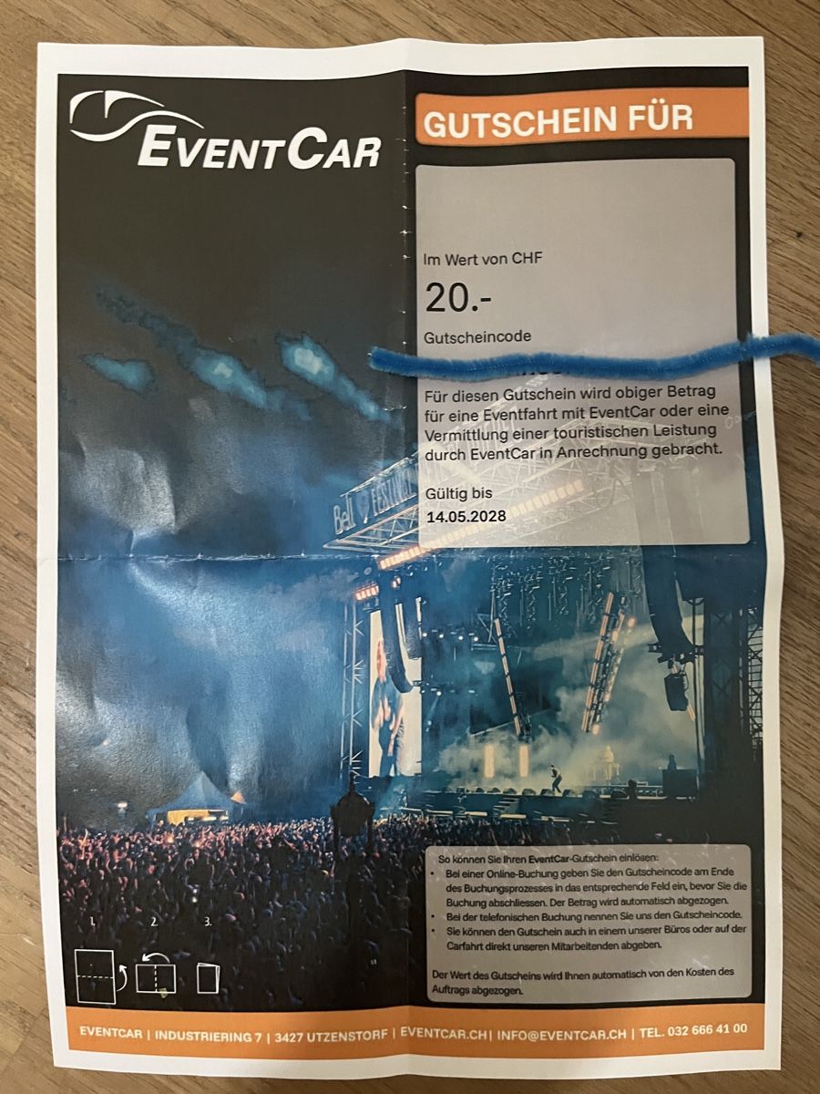Buoni: Event Car Gutschein – Nuovo (secondo la descrizione) da Erlenbach ZH venduto da Kupfermine