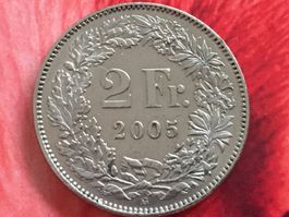 2 Franken 2005 ss-vz, nur 2,029 Mio!