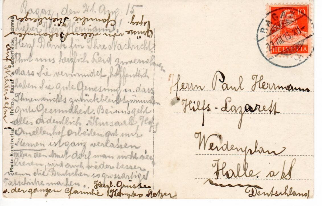 Ansichtskarten: Bad Ragaz 1915 – Gebraucht aus Wolhusen von Curver9 1