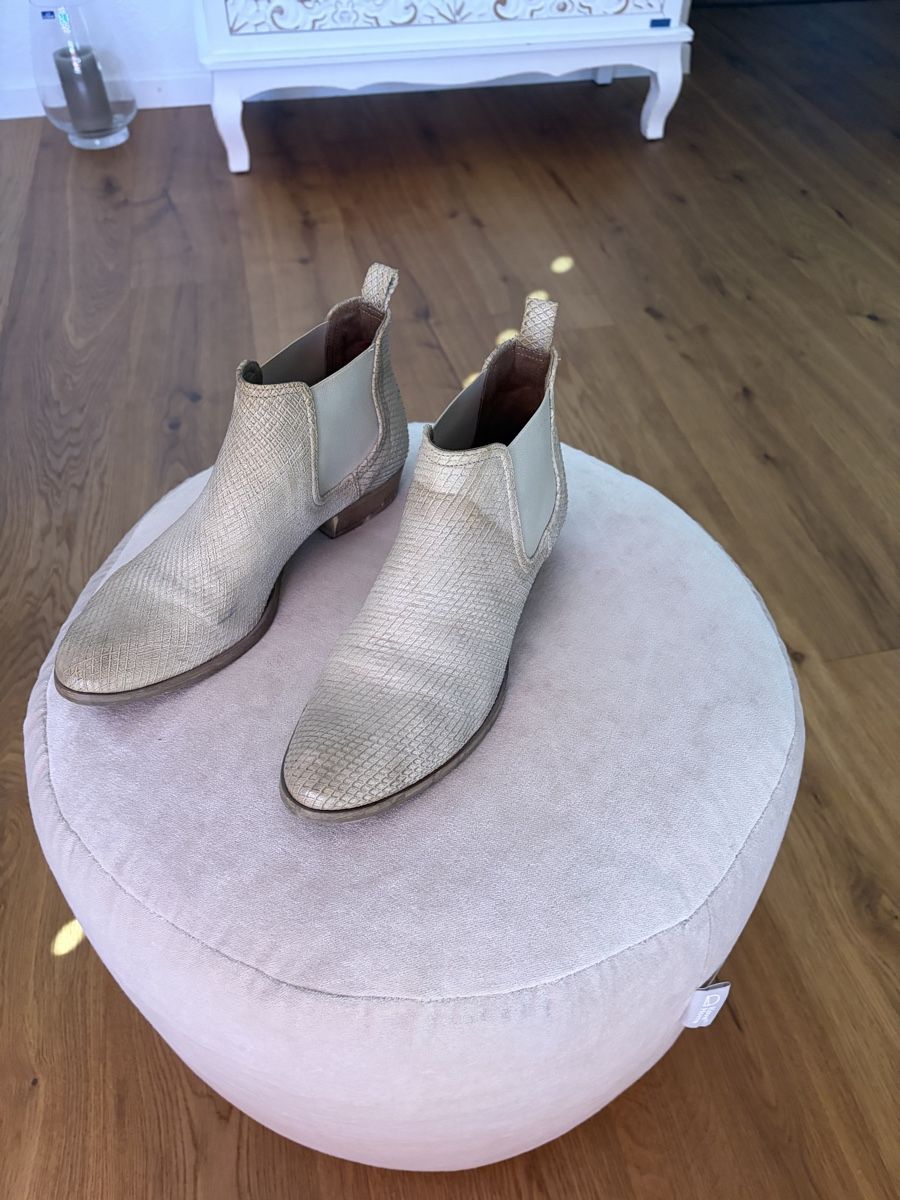 Damenschuhe: Stiefeletten Damen beige Schlangenprint – Gebraucht aus Arch von Binggeli