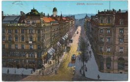 AK Zürich Bahnhofstrasse mit Tram 1909