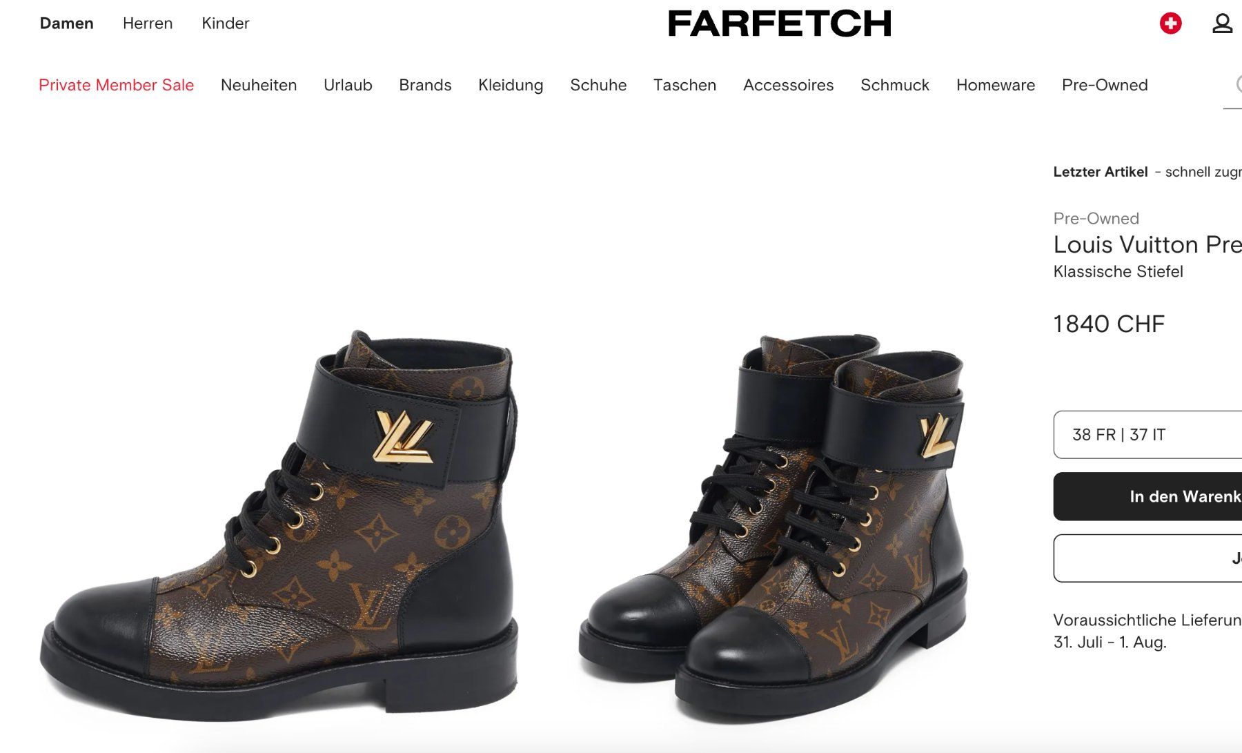 Louis Vuitton Damenschuhe: LOUIS VUITTON Wonderland Flat Ranger boots - 39 – Gebraucht aus St-Sulpice VD von juhdu 1