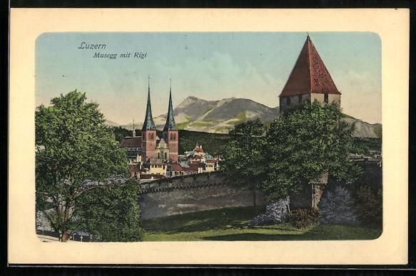 Cartoline postali: AK Luzern, Musegg mit Rigi – Usato da Berlin venduto da bartko-reher