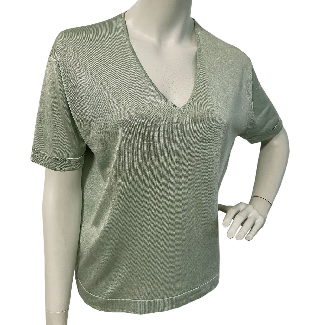 Maglioni & Felpe: Pullover Seide Gr. S/M/L hellgraugrün mattgrün VINTAGE 1960s – Usato da Brüttisellen venduto da Buxus