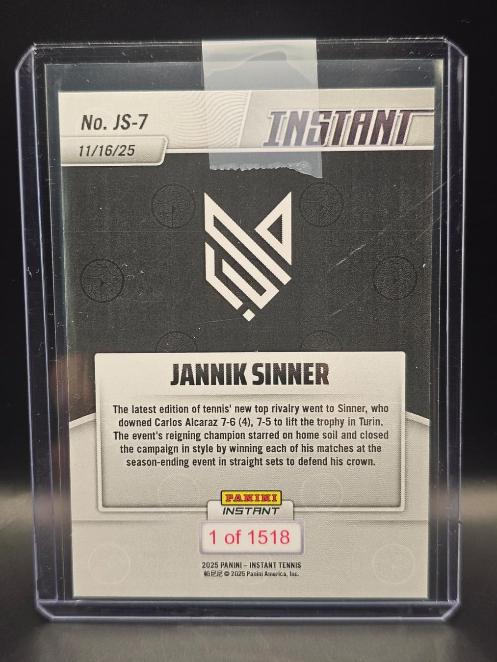 Panini Carte collezionabili: Jannik Sinner Panini Instant 2025 JS7 – Nuovo (secondo la descrizione) da Glattpark(Opfikon) venduto da GiuxTradingCards 1