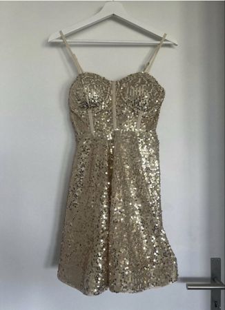 GOLDENES PAILLETTENKLEID UNGETRAGEN GRÖSSE S