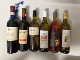 6 Flaschen Wein: Barolo, Cabernet & Walliser Tropfen
