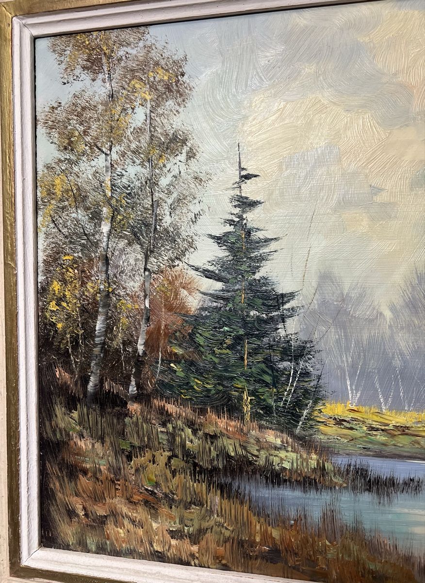 Gemälde: Grossglausser Original Gemälde, Herbst am See, gerahmt – Neu (gemäss Beschreibung) aus Oberhofen Thun'see von SwissTreasure 2