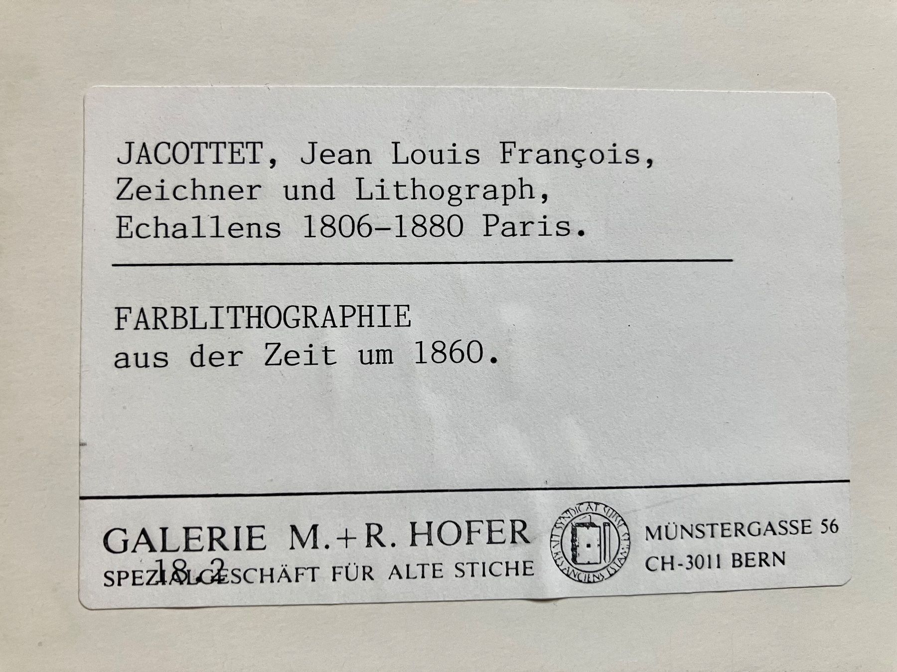 Grafica & Litografie: Farblithographie BERN 1860, Rahmen über Eck vergoldet – Usato da Bern venduto da Kiakiaora 4