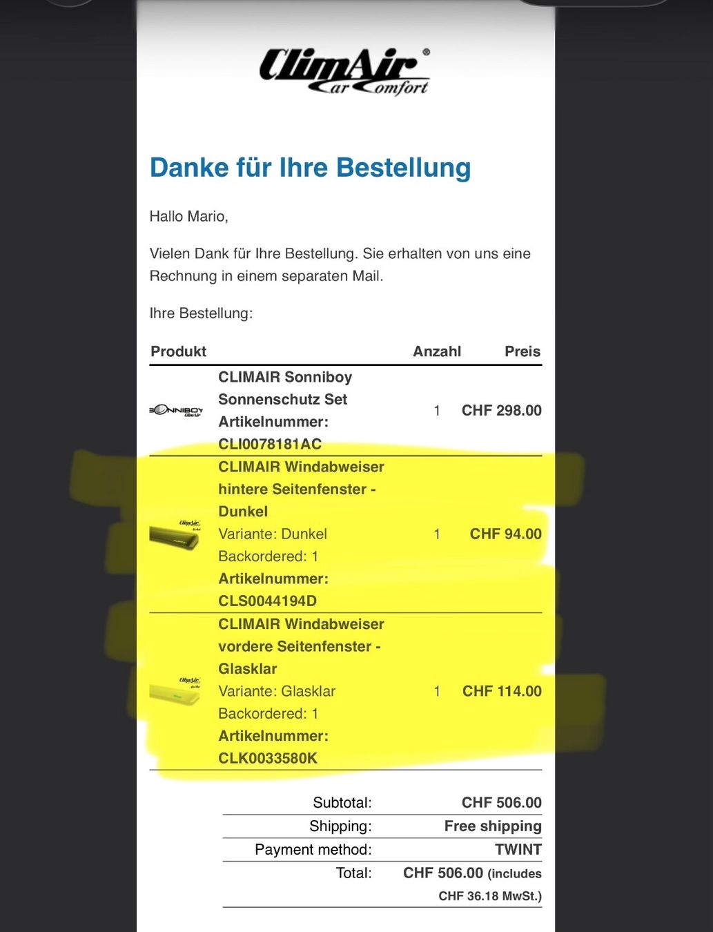 Sonstiges Fahrzeugzubehör: Climair Regen- und Windabweiser VW Golf VI – Gebraucht aus Schwendibach von Mario_89 6