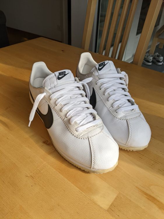 nike cortez white black metallic silver