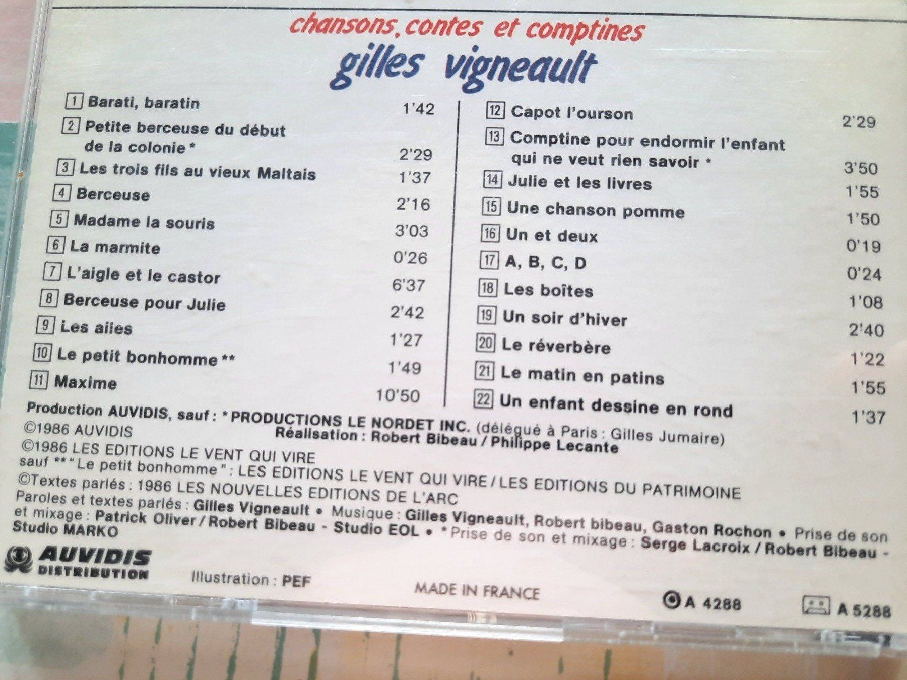 CDs: Cd Chansons, contes et comptines de Gilles Vigneault – D'occasion à Pully par bro_n52j 2