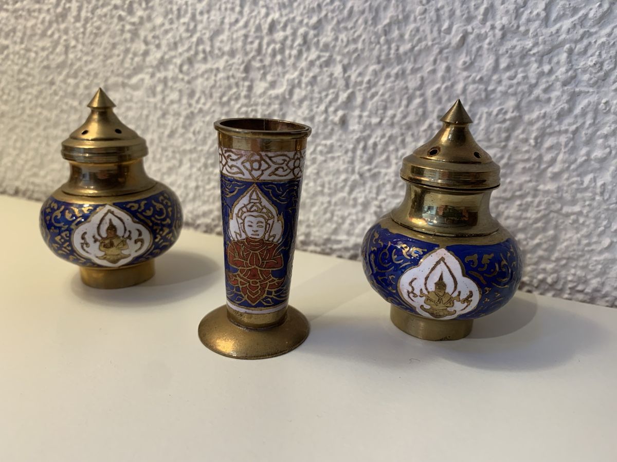 Räuchergefässe: Cloisonne Räucherstäbchen Halter 3er Set – Gebraucht aus Nunningen von silvermoon68