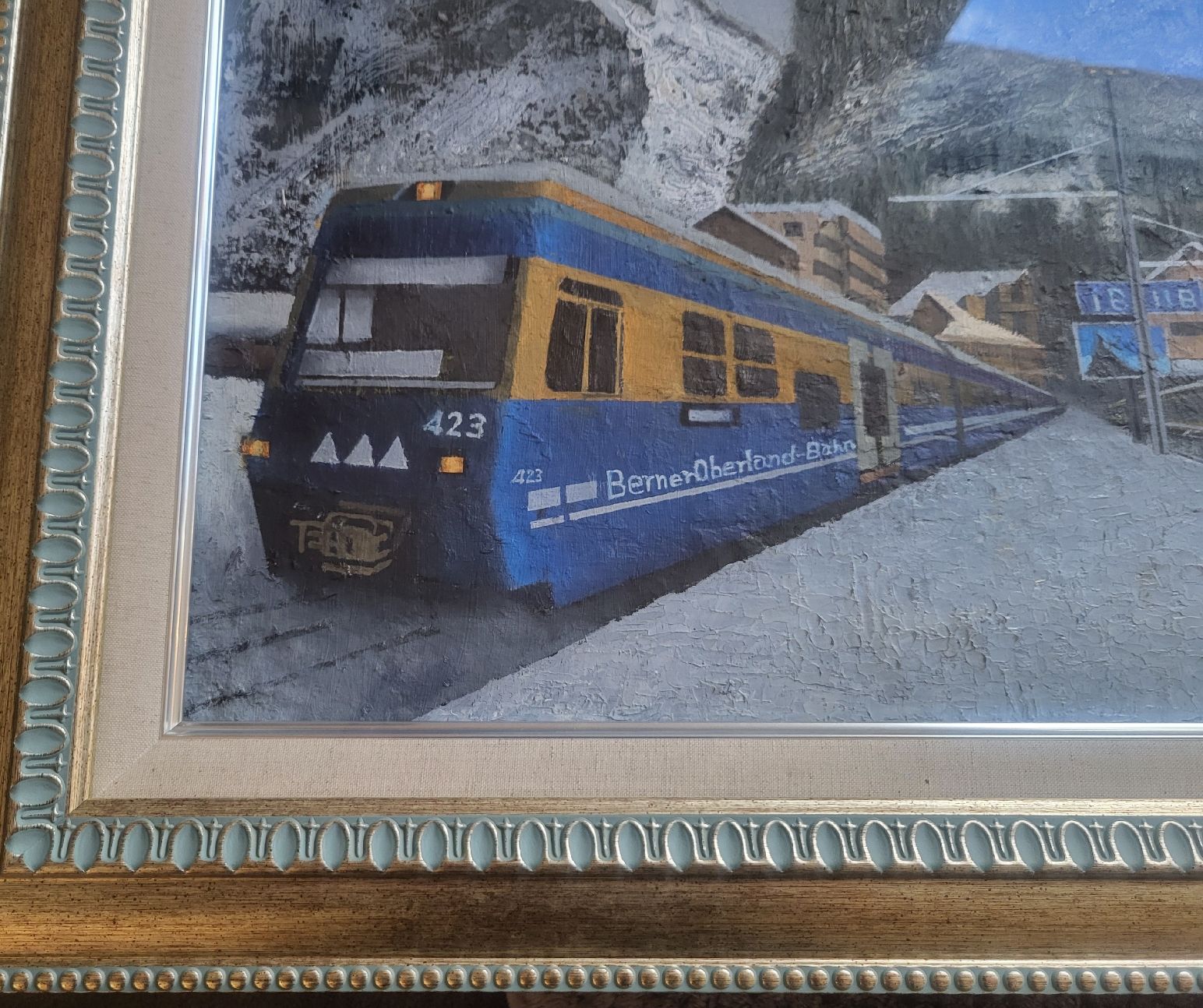 Dipinti: Oelgemälde  Grindelwald Bahnhof – Usato da Gutenswil venduto da ghekko88 3