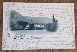Gruss aus Solothurn 1898 nach Cernier Leona Walker