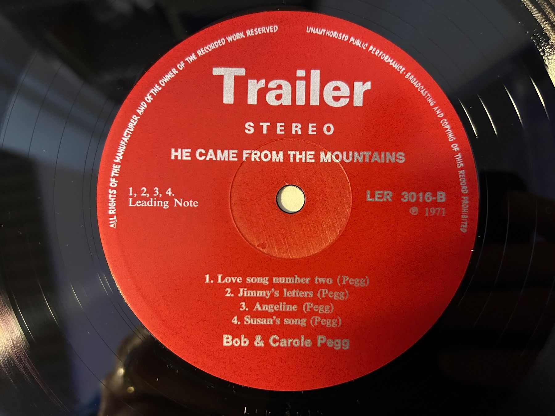 Dischi in vinile: Bob & Carole Pegg - Trailer  LP 1971 – Usato da Aesch BL venduto da BlueMusicRecords 3