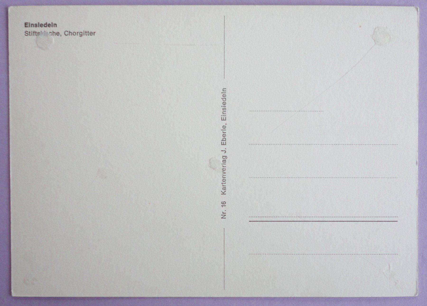 Cartoline postali: Einsiedeln, Stiftskirche, Chorgitter – Difettoso da Fétigny venduto da Billy2miny 1