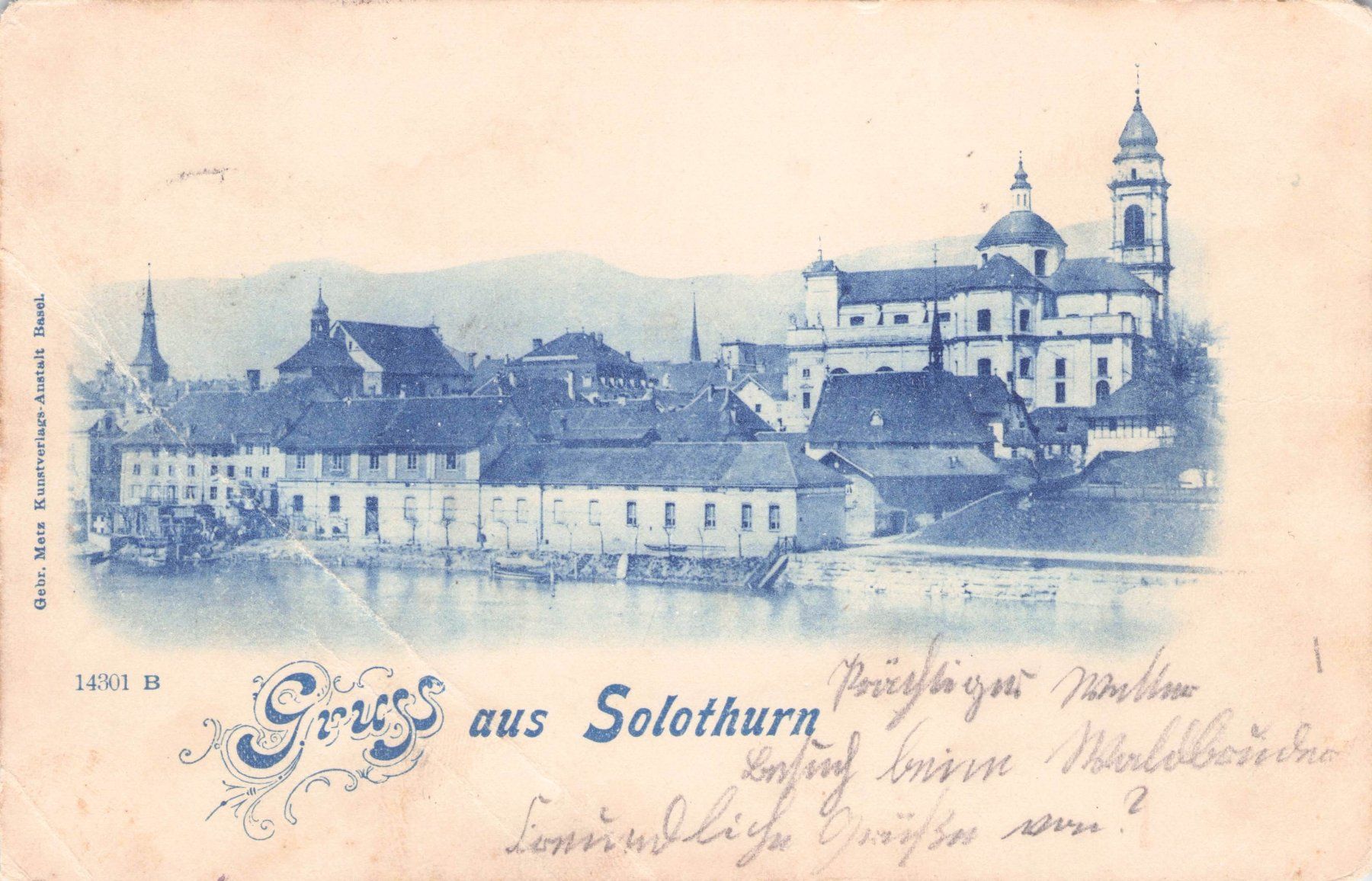 Cartoline postali: Solothurn // 1899 Litho Aare Kathedrale // Sommer – Usato da Basel venduto da intermezzo12
