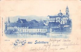 Solothurn // 1899 Litho Aare Kathedrale // Sommer
