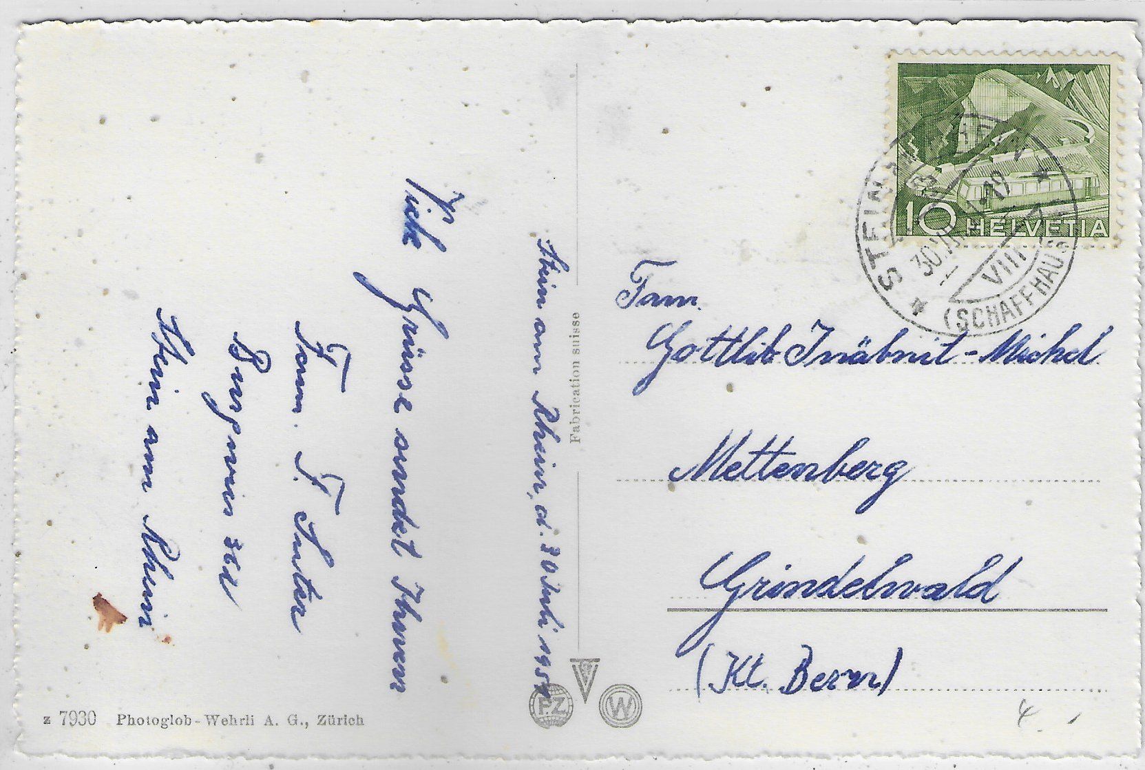 Cartoline postali: Über den Dächern von Stein am Rhein – Usato da Ettingen venduto da Kartenplanet 1