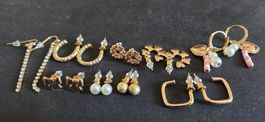 Lots de boucles d'oreilles fantaisie dorées et nacrées 💎❄️
