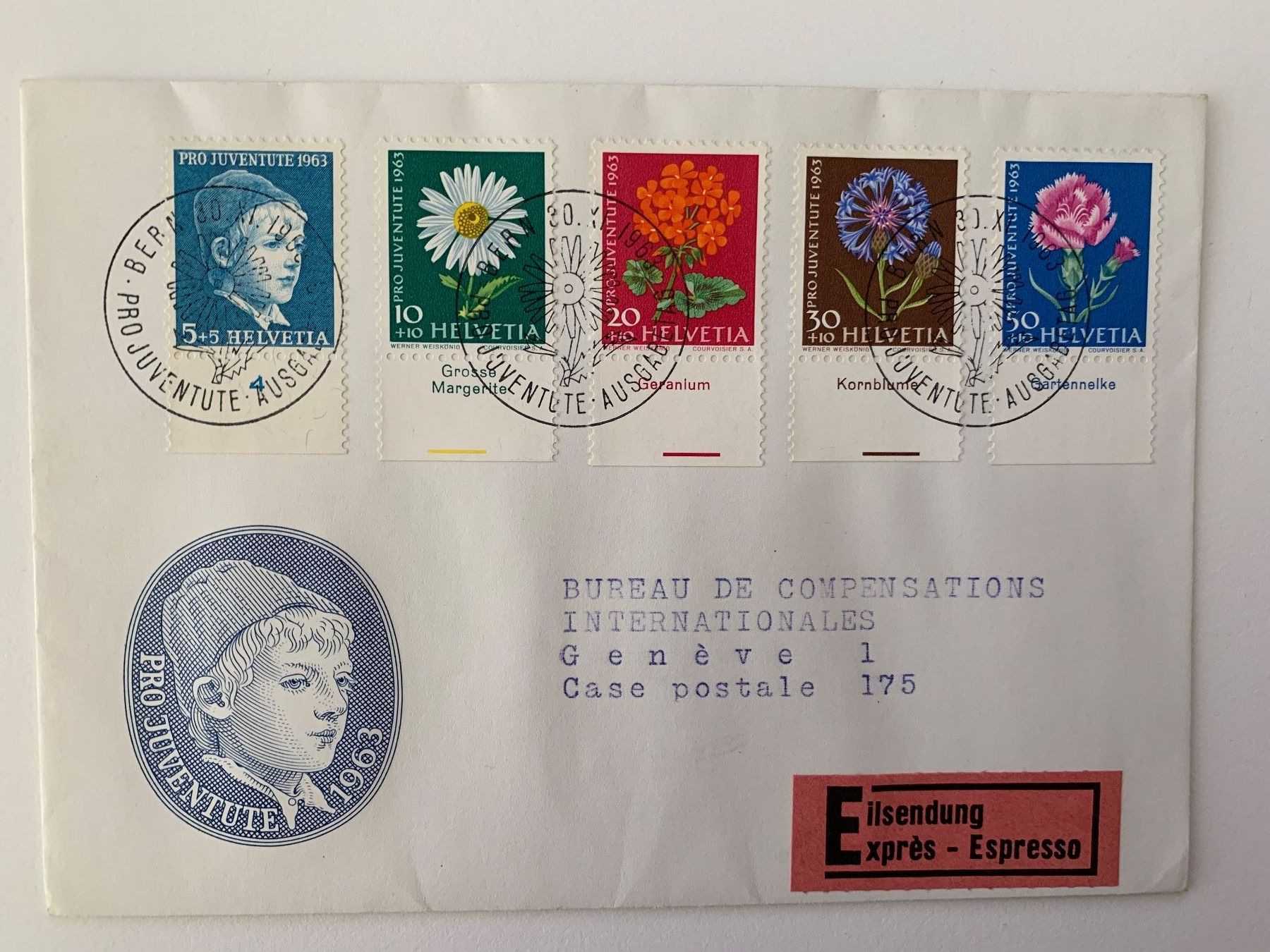 Tutti i francobolli: PJ 1963 mit Tabs auf Deutsch wunderschöne Eilsendung ET-gest – Usato da Willisau venduto da Repfuesch